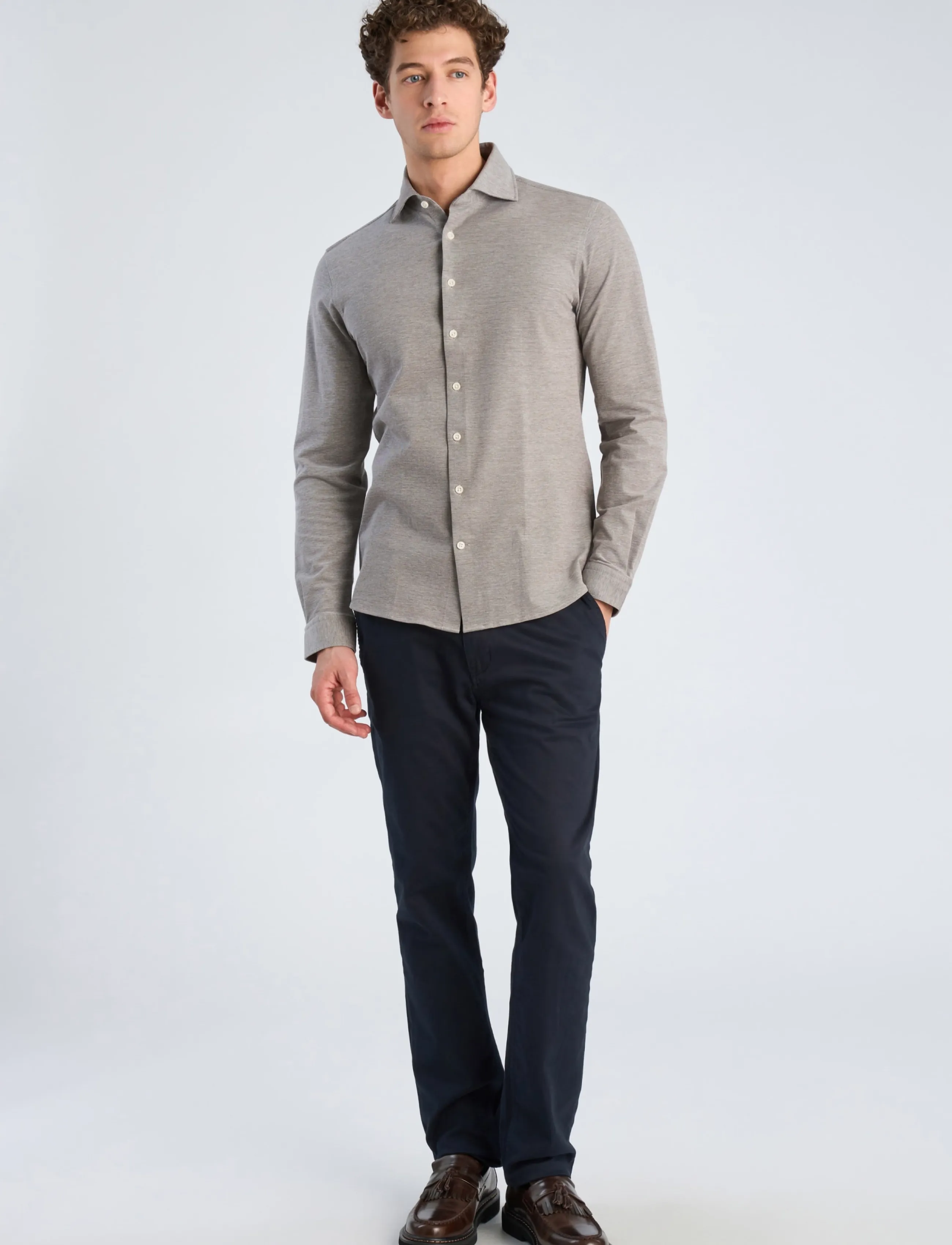 Lindbergh Knitted dress shirt L/S - Hemden - BROWN / brown