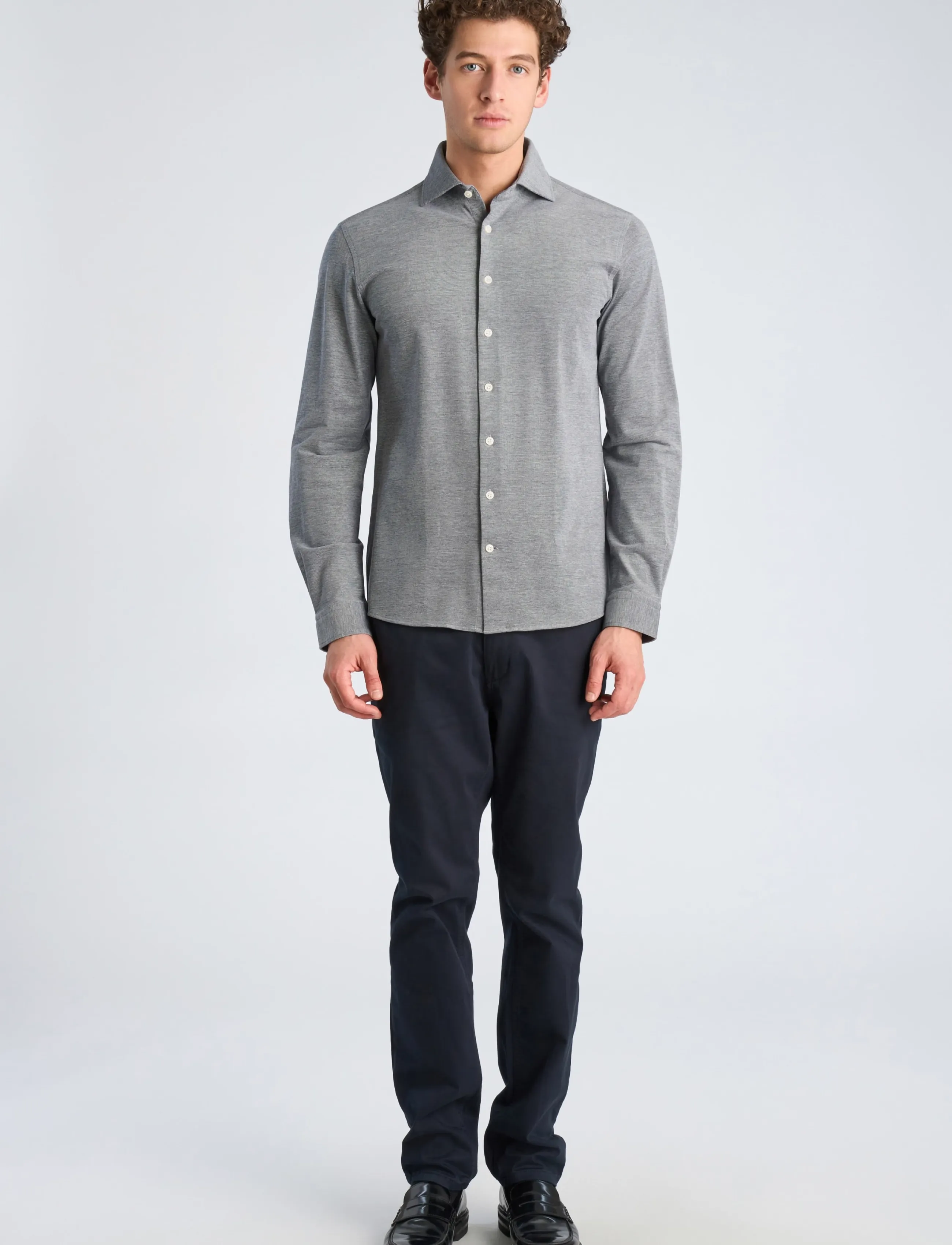 Lindbergh Knitted dress shirt L/S - Särgid - NAVY / grey