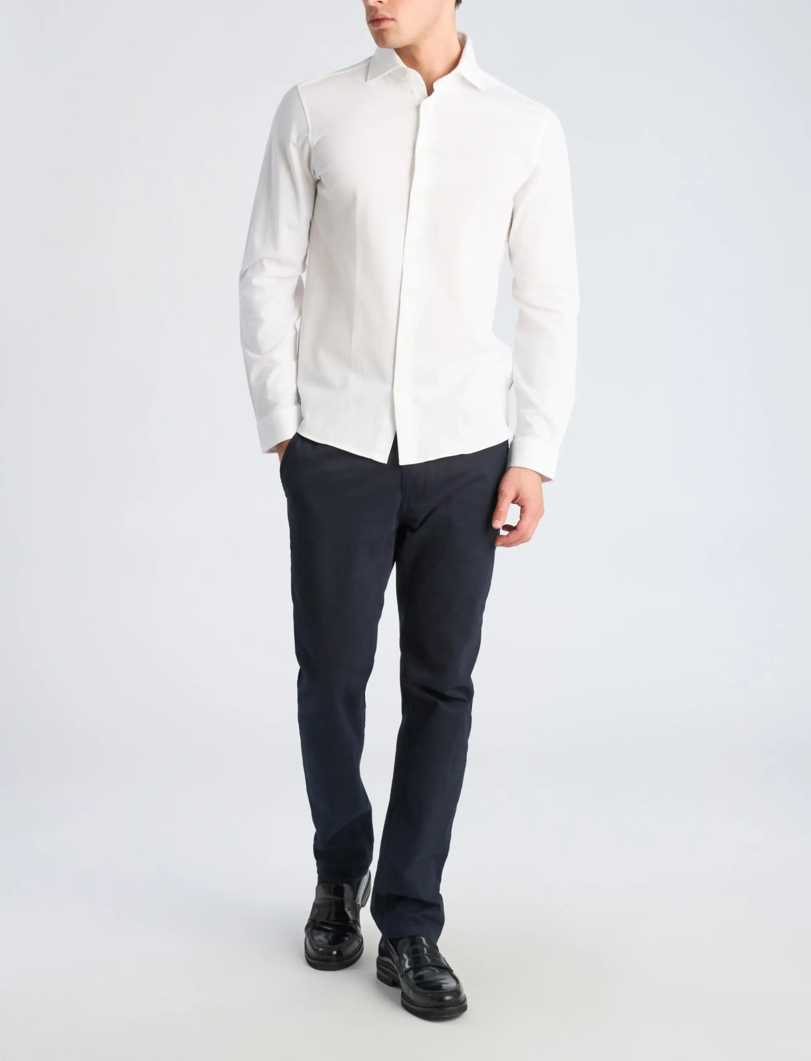 Lindbergh Knitted dress shirt L/S - Särgid - WHITE / white