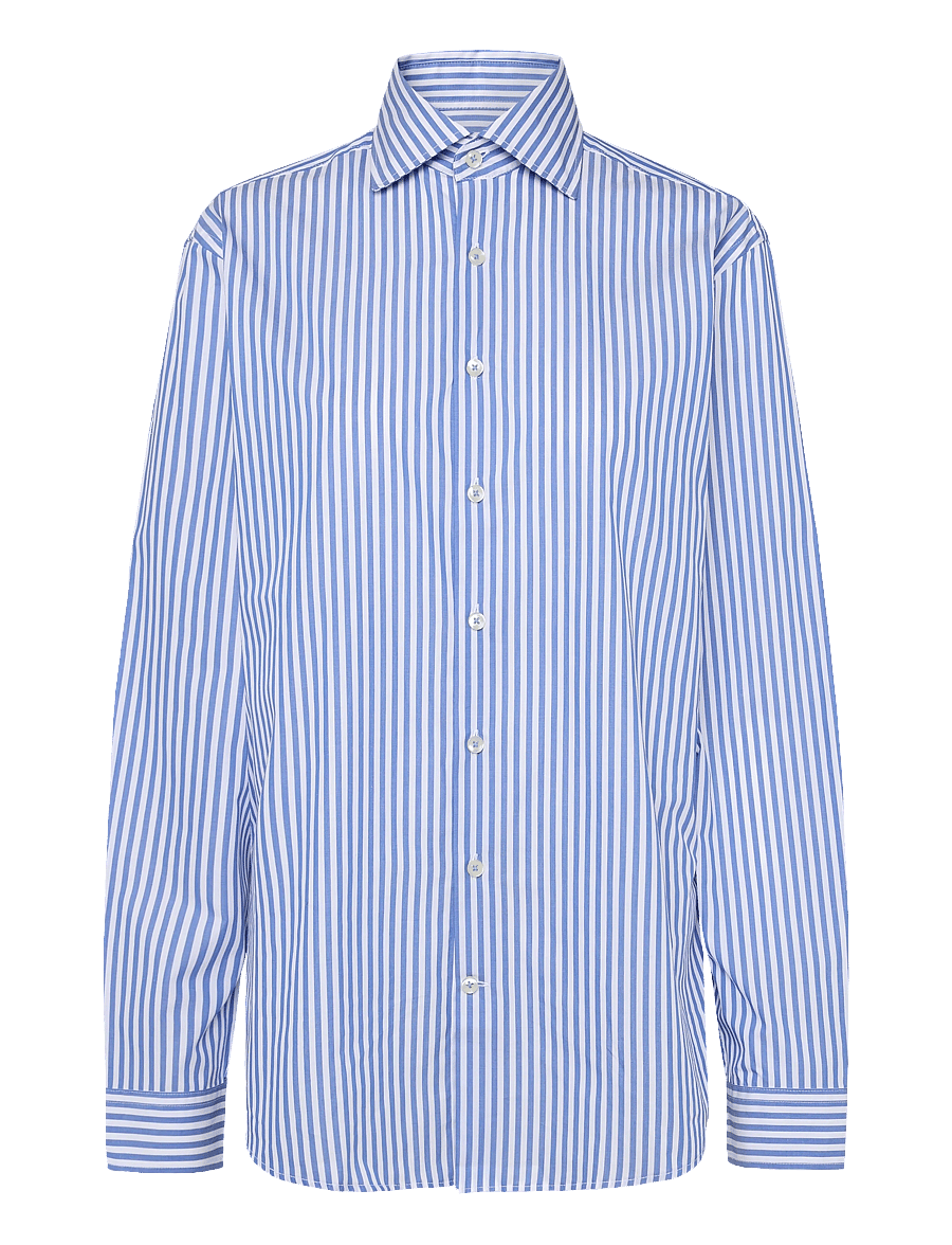 Lindbergh - Striped dress shirt L/S - stribede skjorter - blue - 0