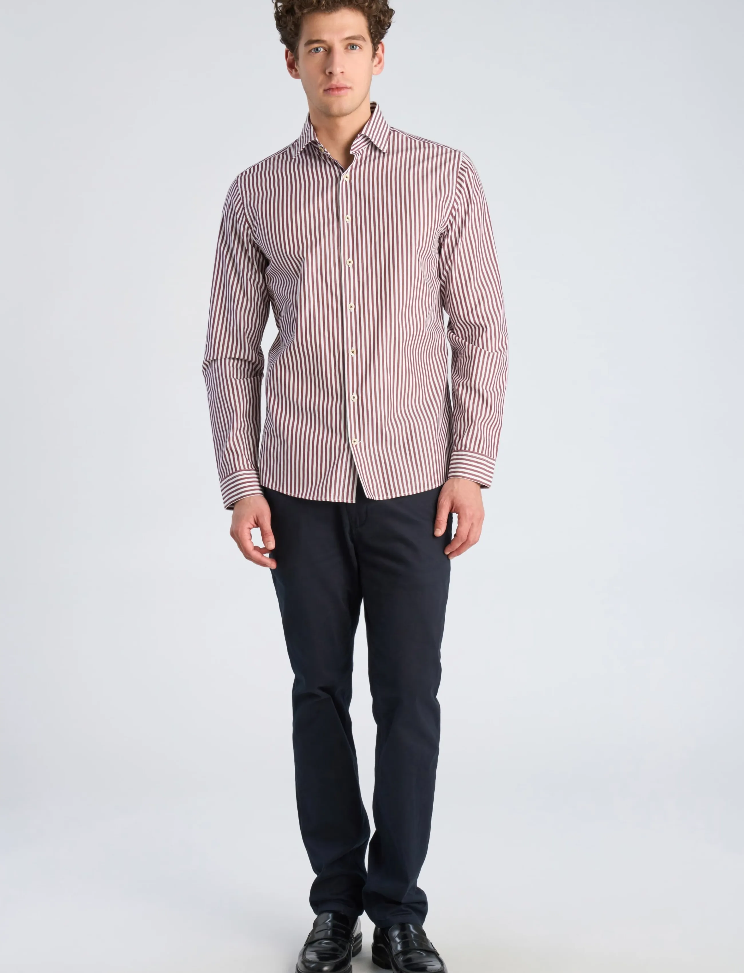 Lindbergh Striped dress shirt L/S - Lindbergh - BURGUNDY / burgundy