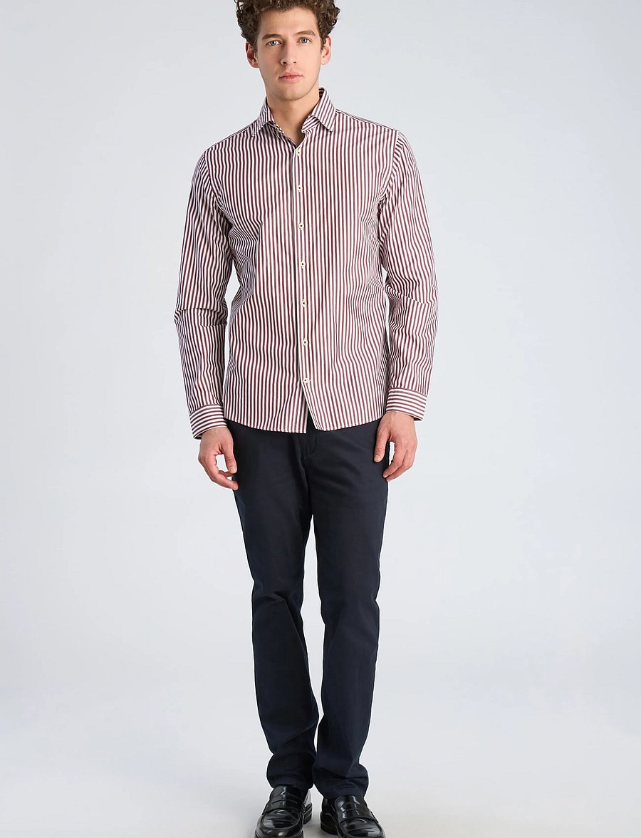 Lindbergh - Striped dress shirt L/S - gestreifte hemden - burgundy - 0