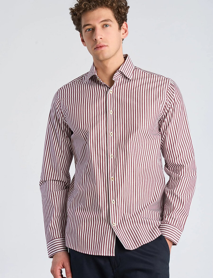 Lindbergh - Striped dress shirt L/S - gestreifte hemden - burgundy - 3