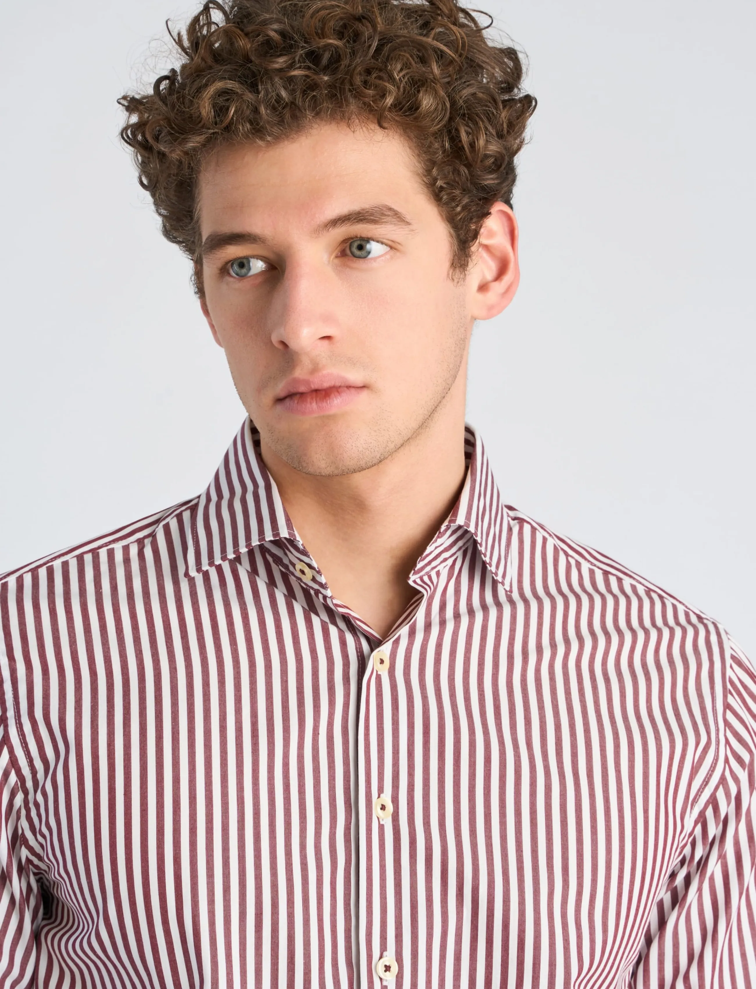 Lindbergh - Striped dress shirt L/S - burgundy - 5