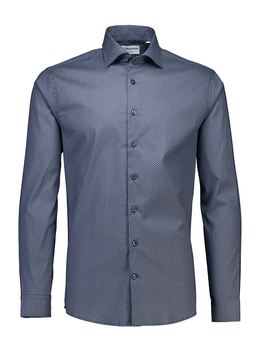 Lindbergh - AOP stretch shirt L/S - gemusterte hemden - blue - 1