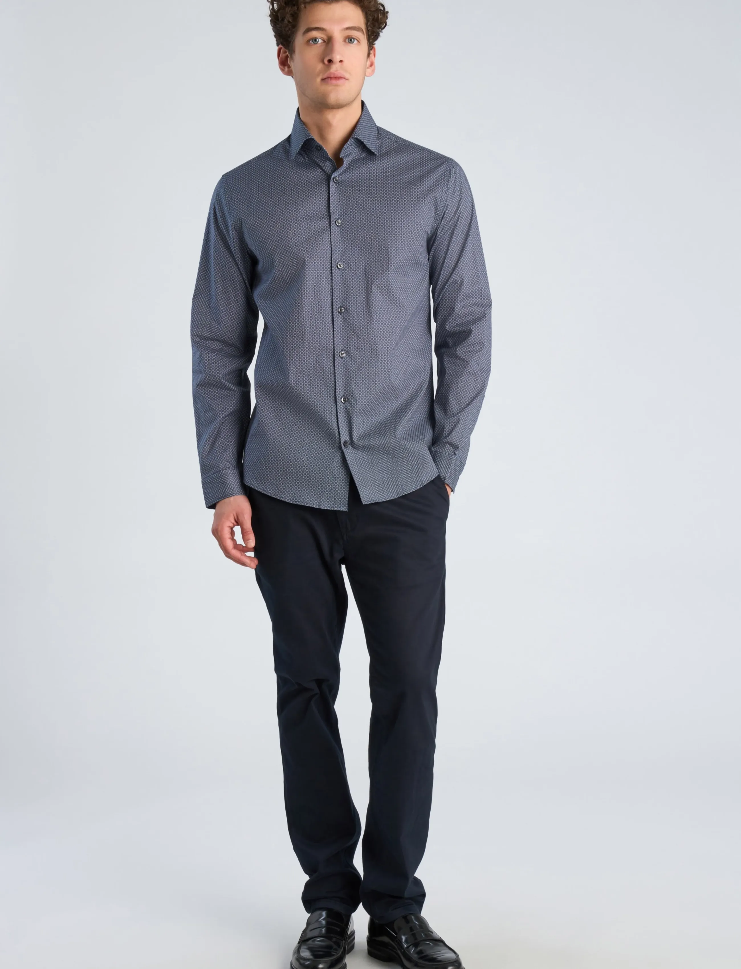 Lindbergh AOP stretch shirt L/S - Mustriga särgid - BLUE / blue