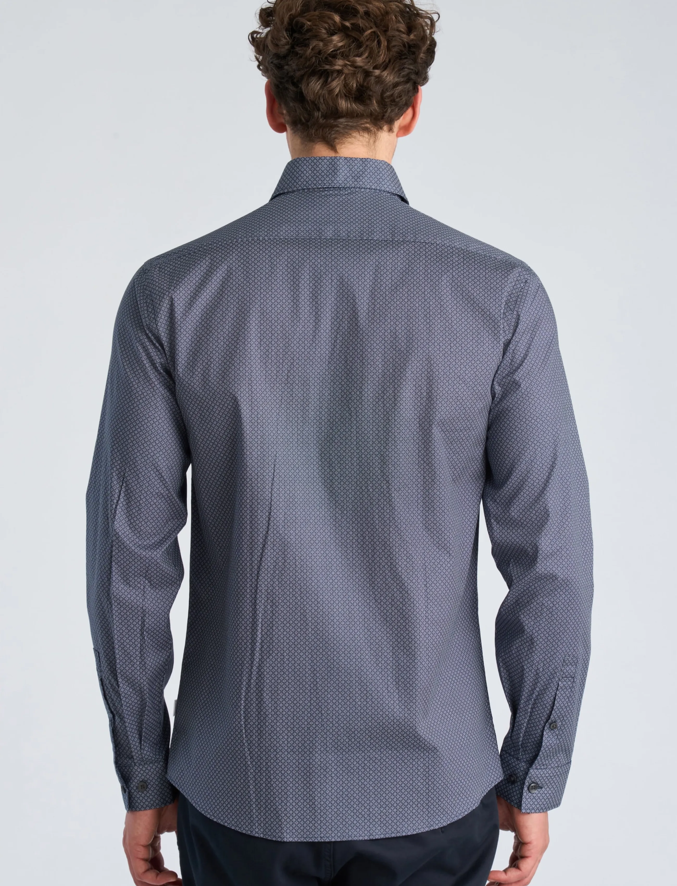 Lindbergh - AOP stretch shirt L/S - blue - 4