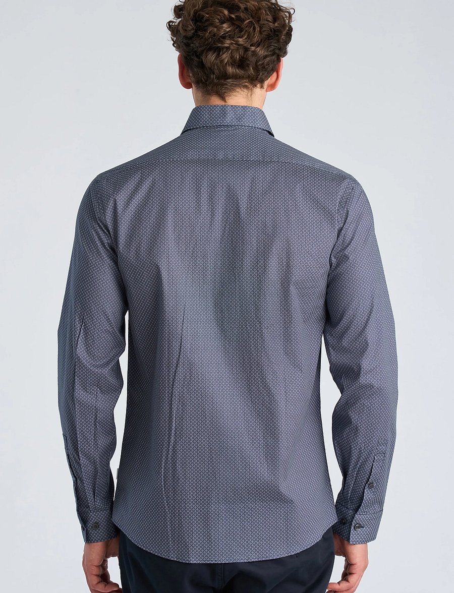 Lindbergh - AOP stretch shirt L/S - gemusterte hemden - blue - 4
