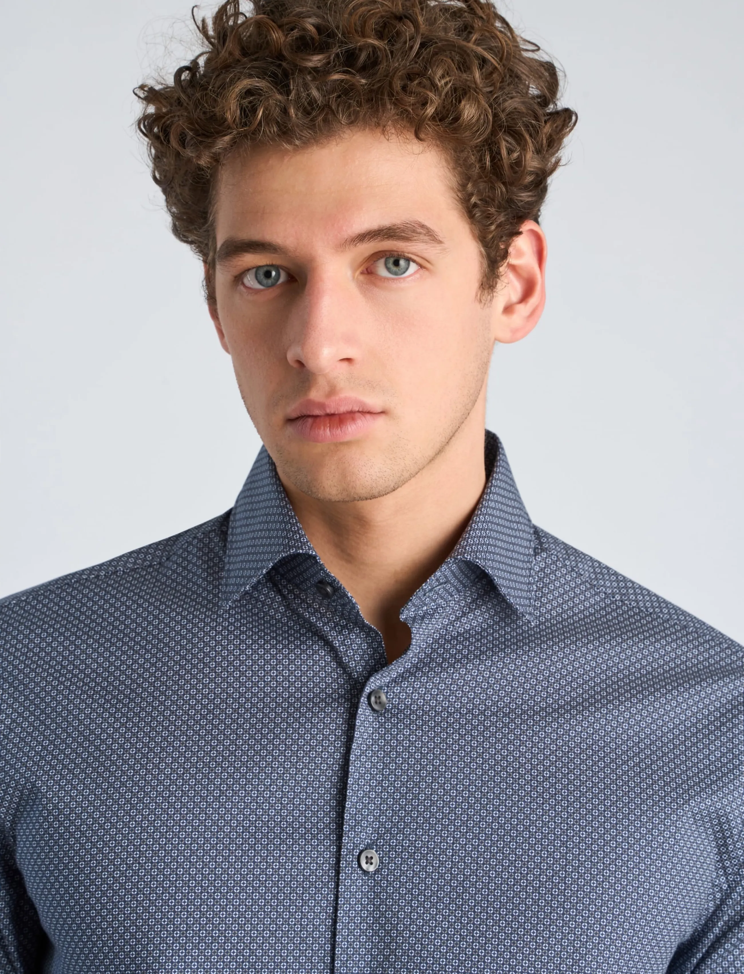 Lindbergh - AOP stretch shirt L/S - blue - 5