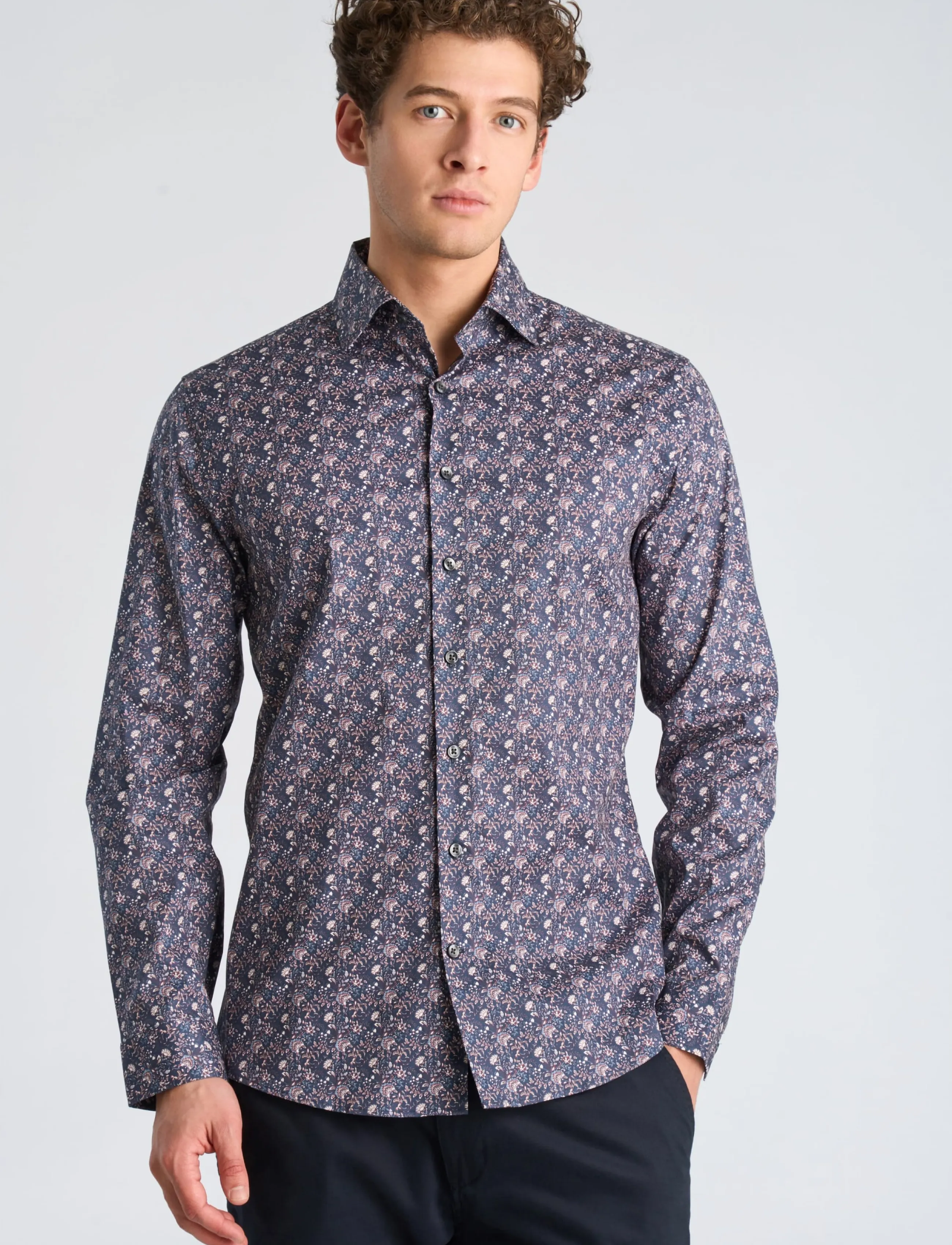 Lindbergh - AOP stretch shirt L/S - burgundy - 3