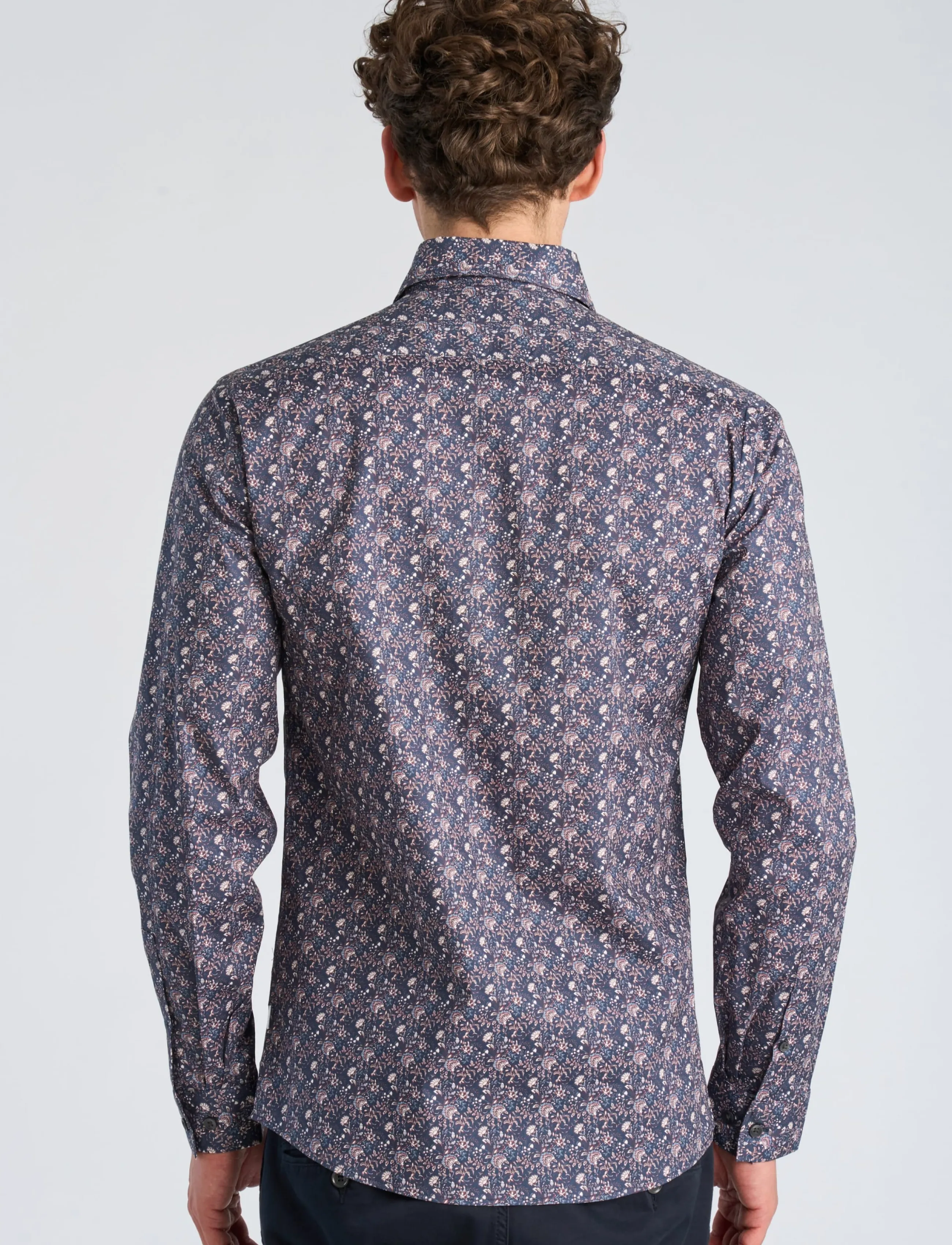 Lindbergh - AOP stretch shirt L/S - burgundy - 4