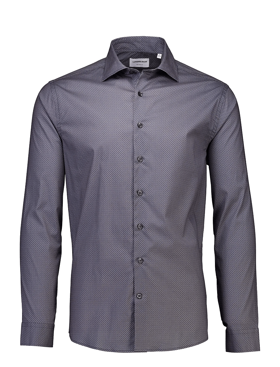 Lindbergh - AOP stretch shirt L/S - gemusterte hemden - navy - 1