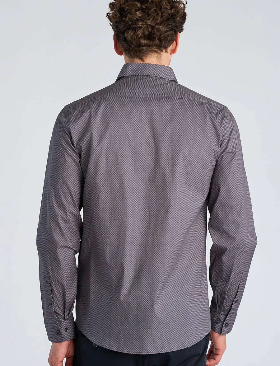 Lindbergh - AOP stretch shirt L/S - gemusterte hemden - navy - 4