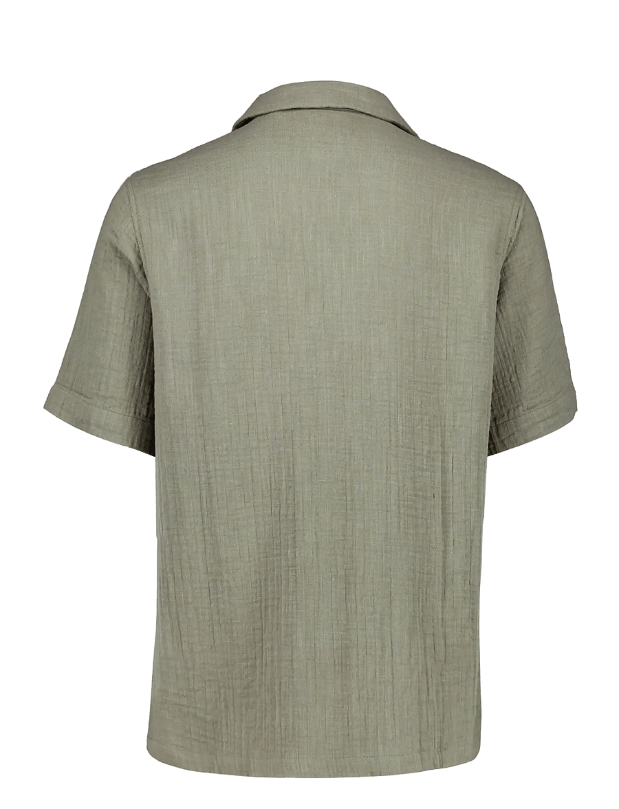 Lindbergh - Cotton muslin resort shirt S/S - lühikeste varrukatega särgid - dk khaki - 2