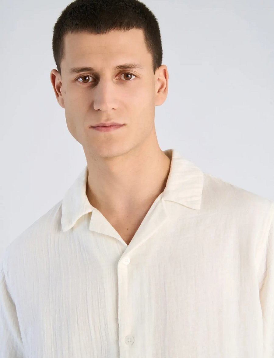 Lindbergh - Cotton muslin resort shirt S/S - krótki rękaw - off white - 5