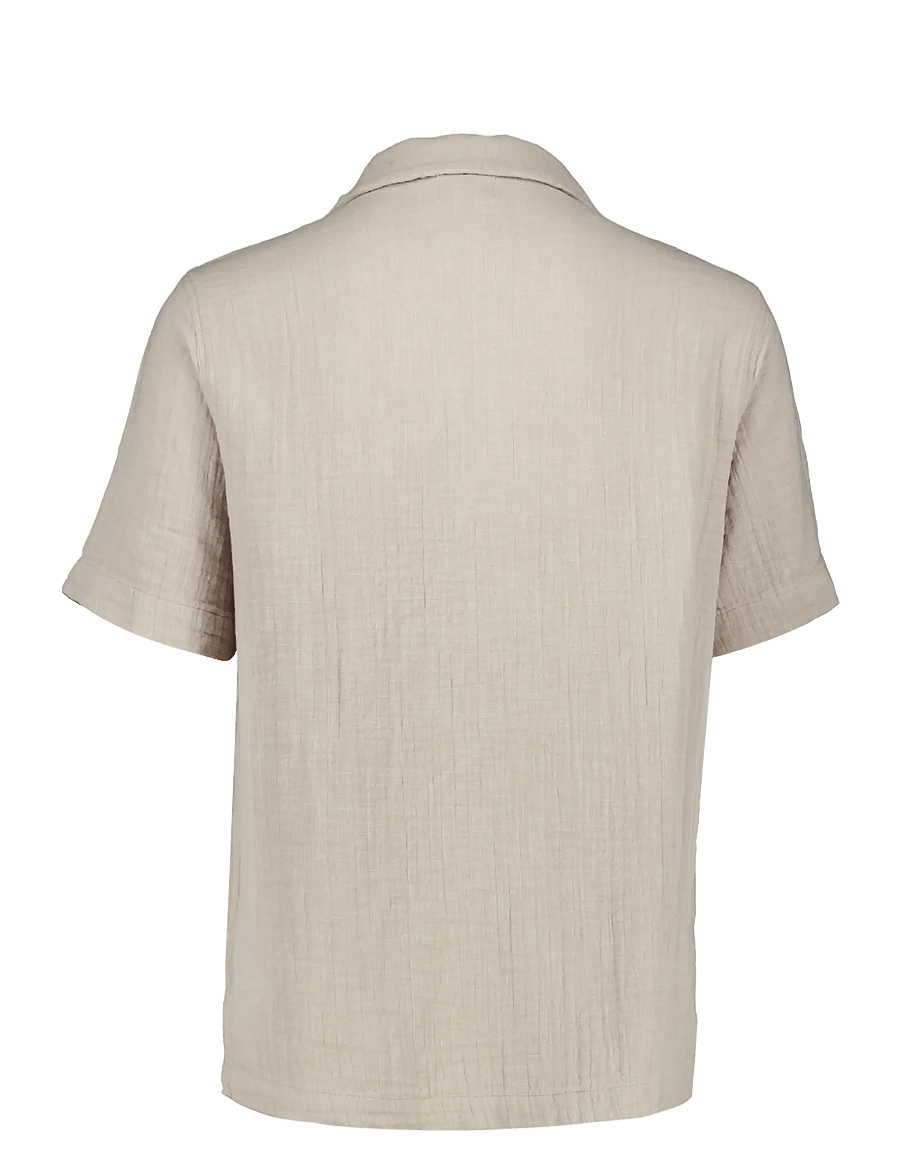Lindbergh - Cotton muslin resort shirt S/S - lühikeste varrukatega särgid - stone - 2