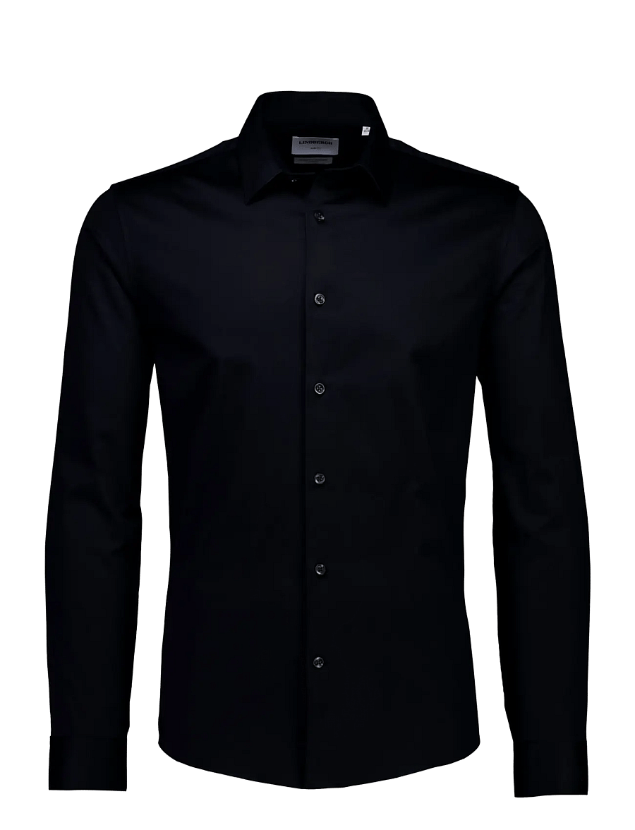 Lindbergh - Plain Sateen superflex L/S - ametlikud särgid - black - 1