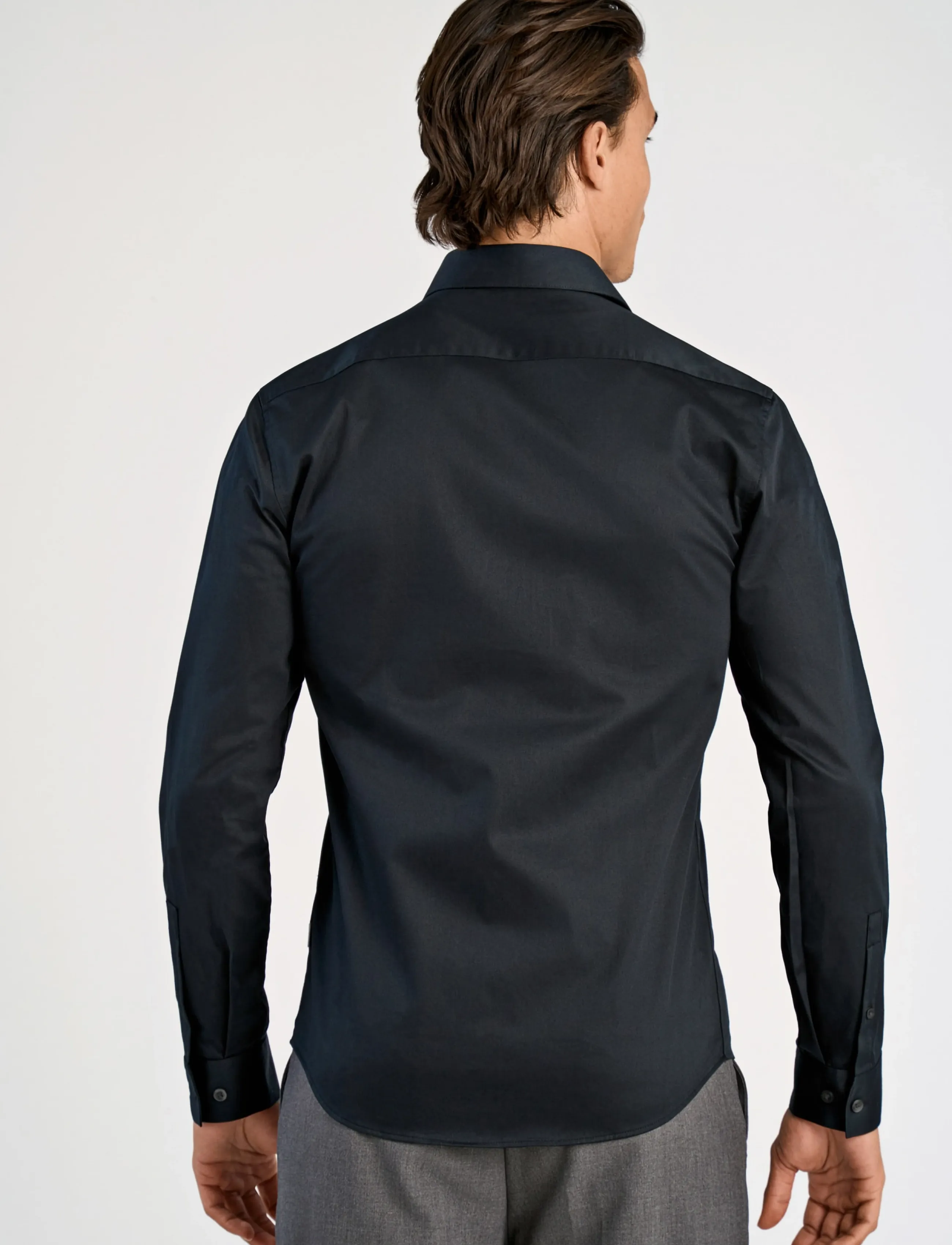 Lindbergh - Plain Sateen superflex L/S - ametlikud särgid - black - 4