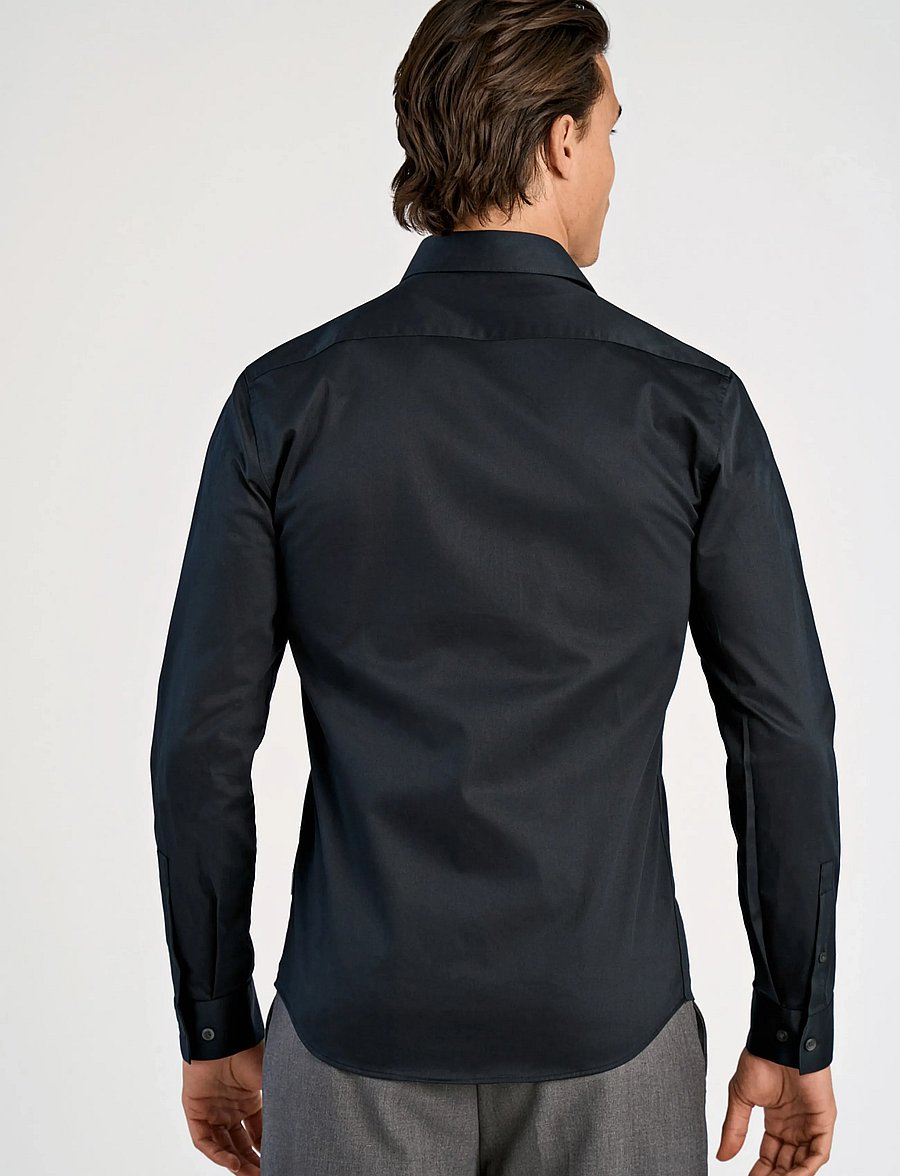 Lindbergh - Plain Sateen superflex L/S - ametlikud särgid - black - 4