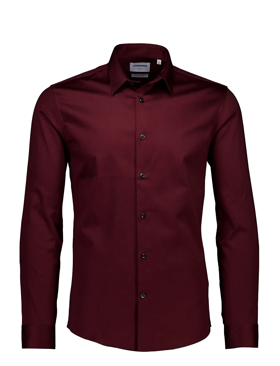 Lindbergh - Plain Sateen superflex L/S - formelle hemden - burgundy - 1