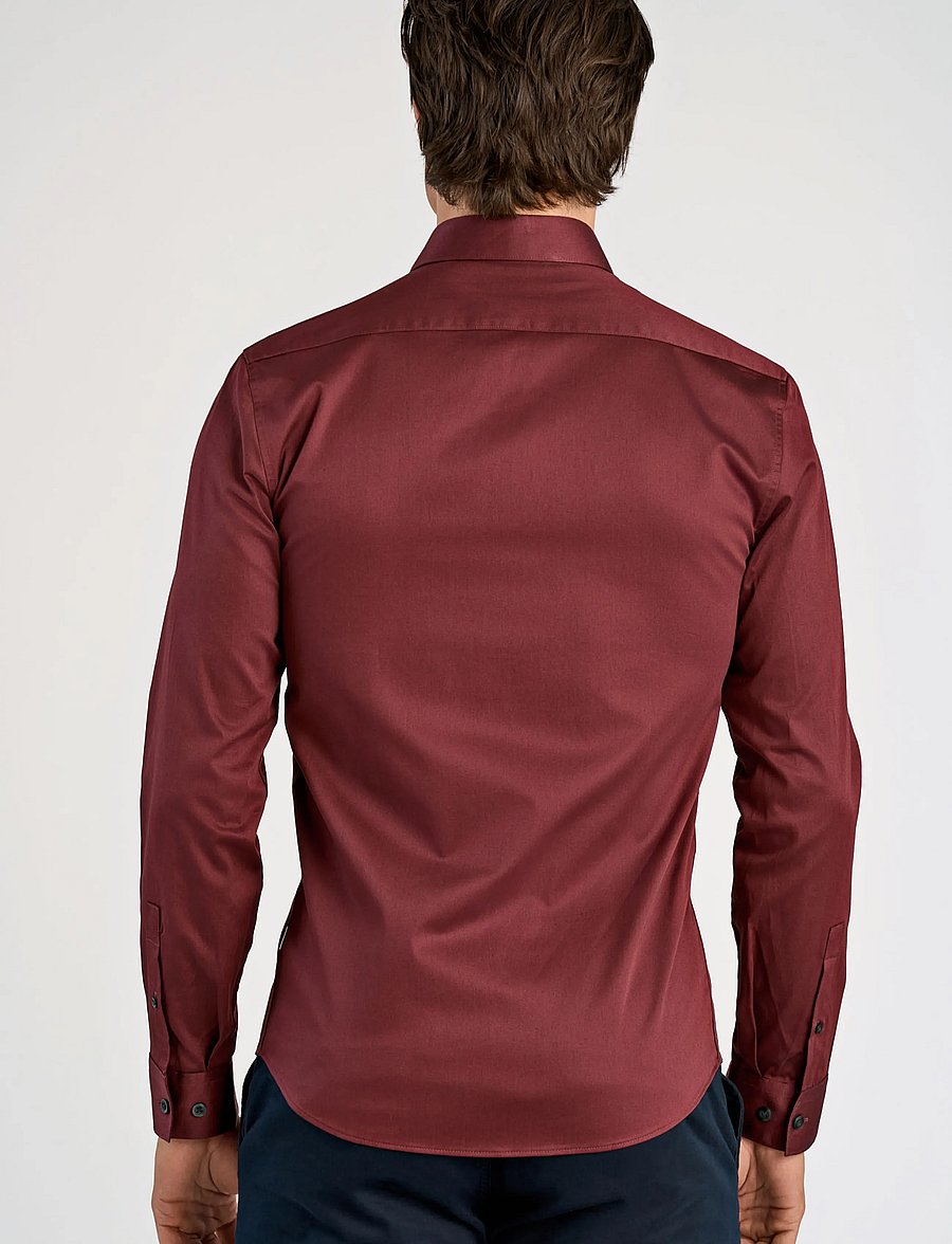 Lindbergh - Plain Sateen superflex L/S - formelle hemden - burgundy - 4