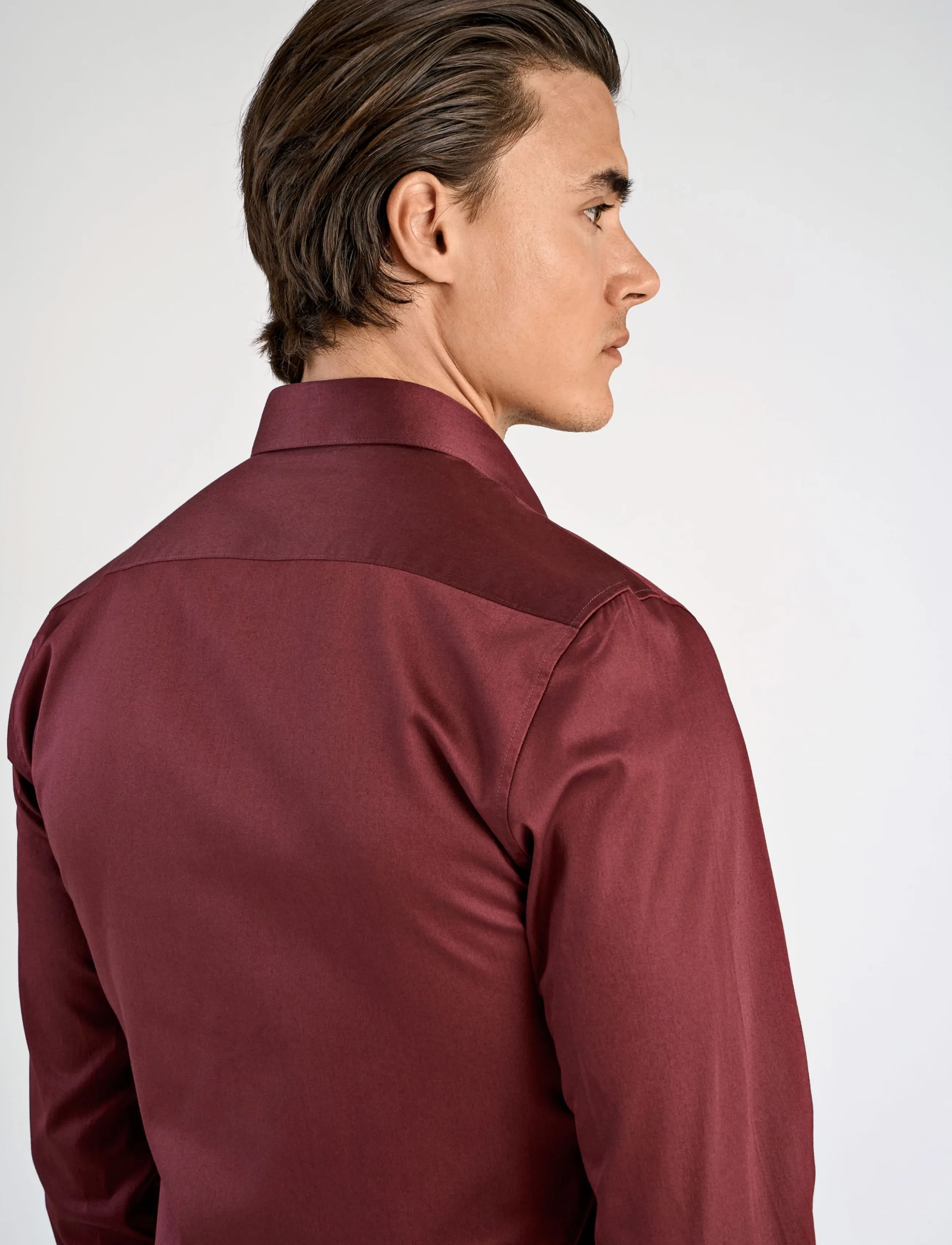 Lindbergh - Plain Sateen superflex L/S - formelle hemden - burgundy - 5