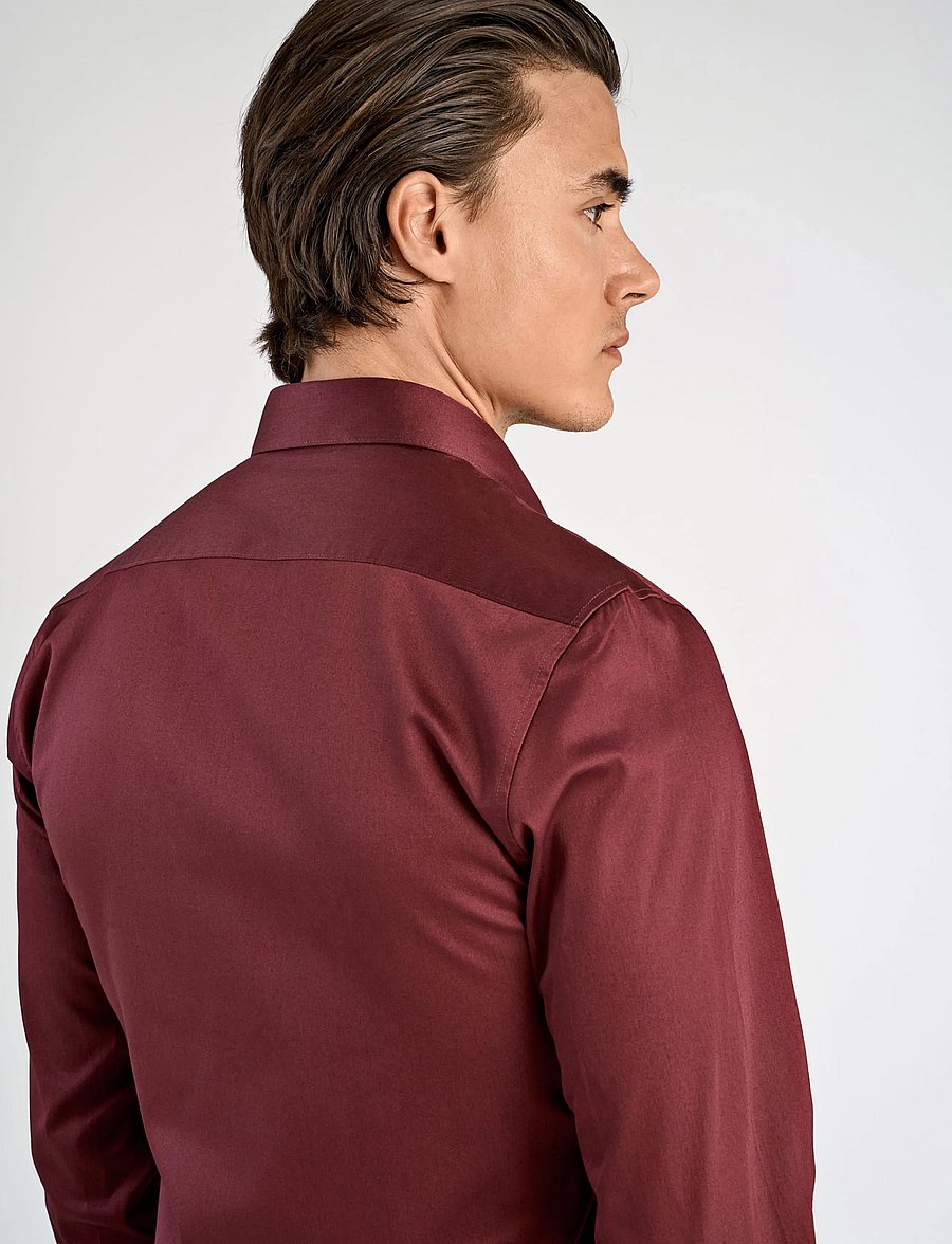 Lindbergh - Plain Sateen superflex L/S - formelle hemden - burgundy - 5