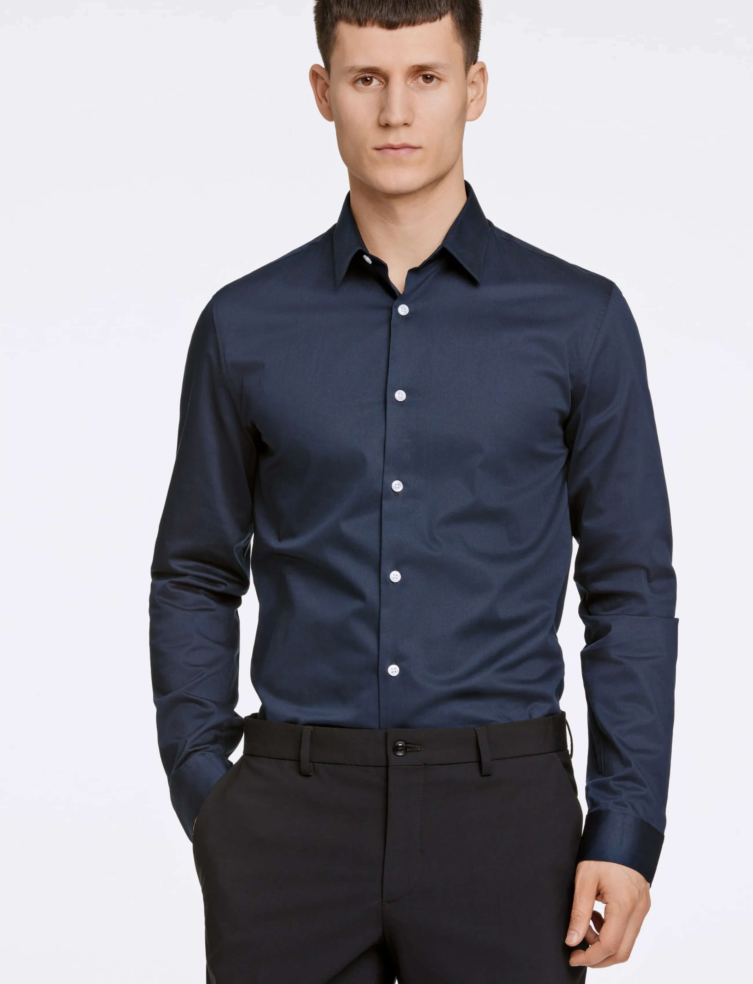 Lindbergh - Plain Sateen superflex L/S - formelle hemden - navy - 3