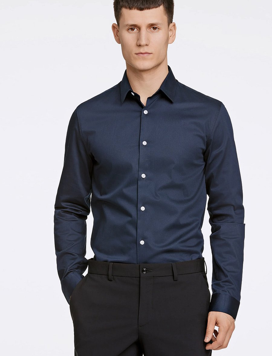 Lindbergh - Plain Sateen superflex L/S - formelle hemden - navy - 3
