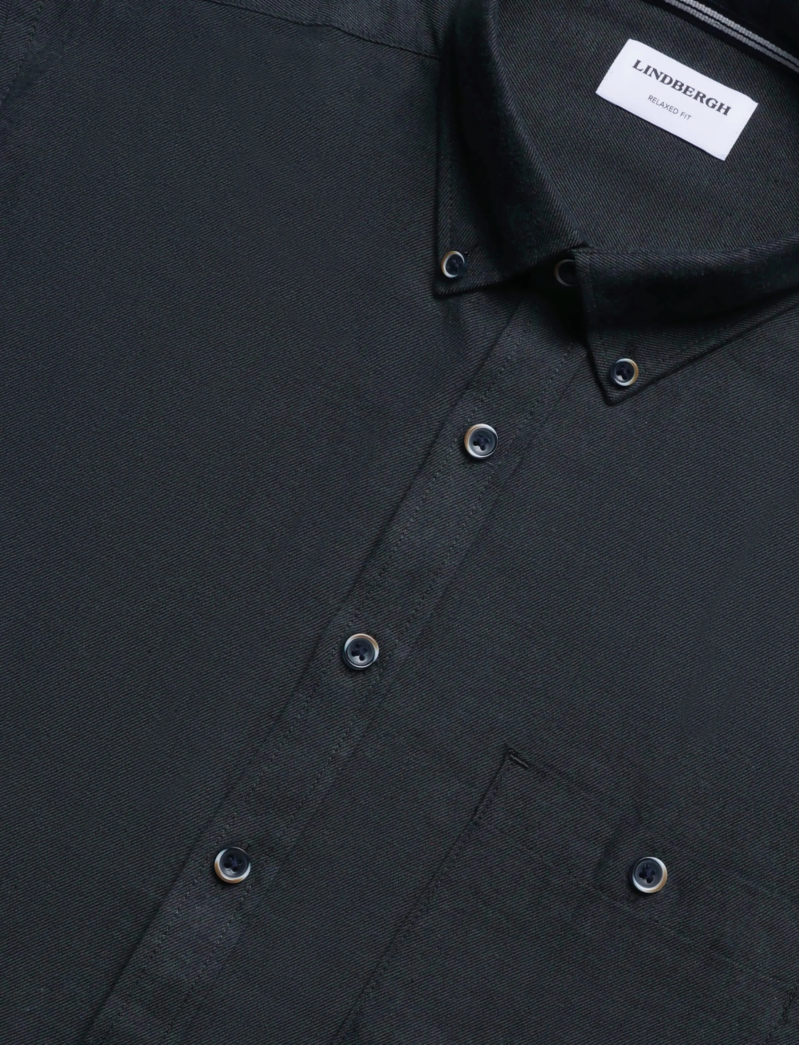 Lindbergh - Mélange brushed shirt L/S - Regular - miesten - deep army mel - 2