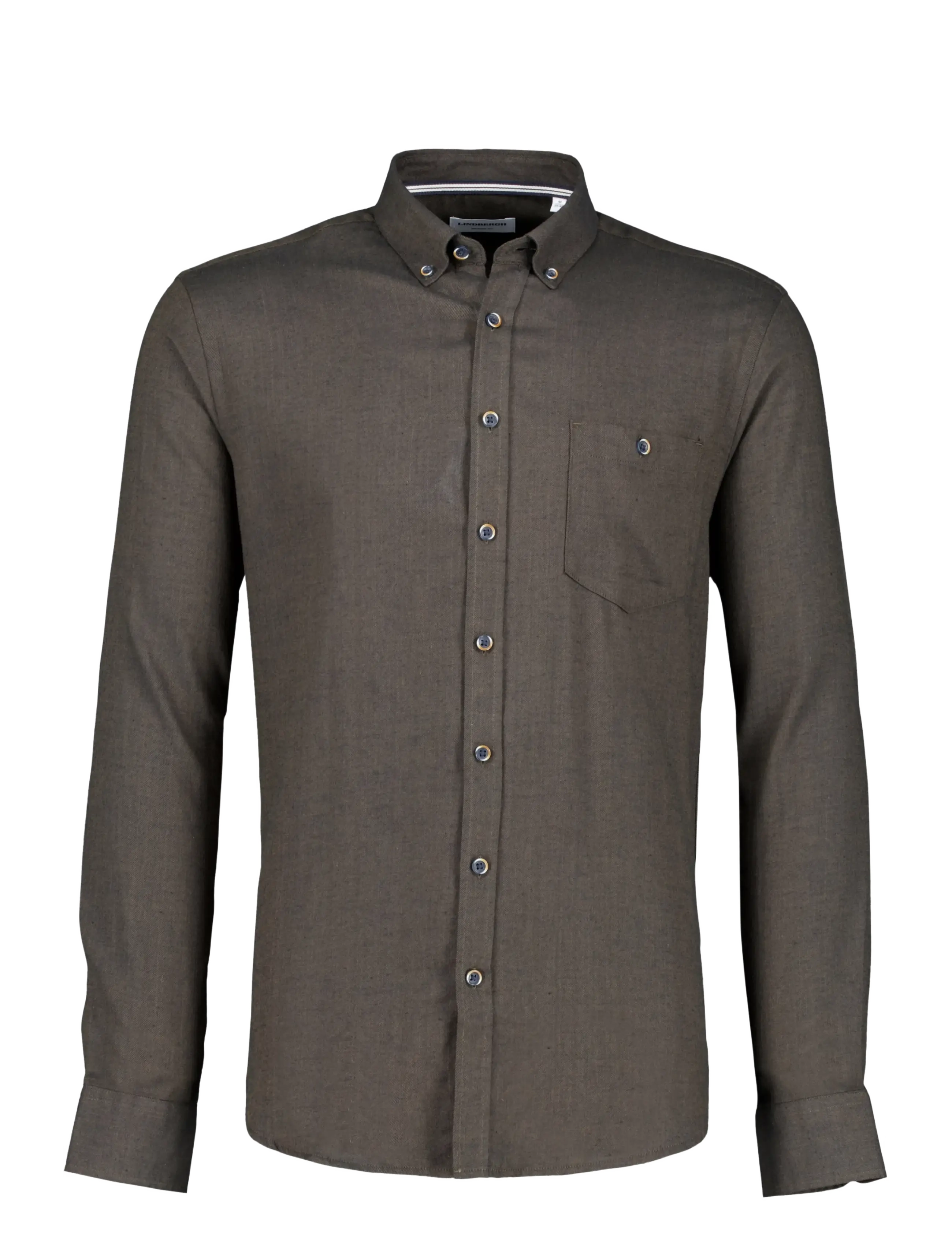 Lindbergh Mélange brushed shirt L/S - Regular - Särgid - DEEP BROWN MEL / brown