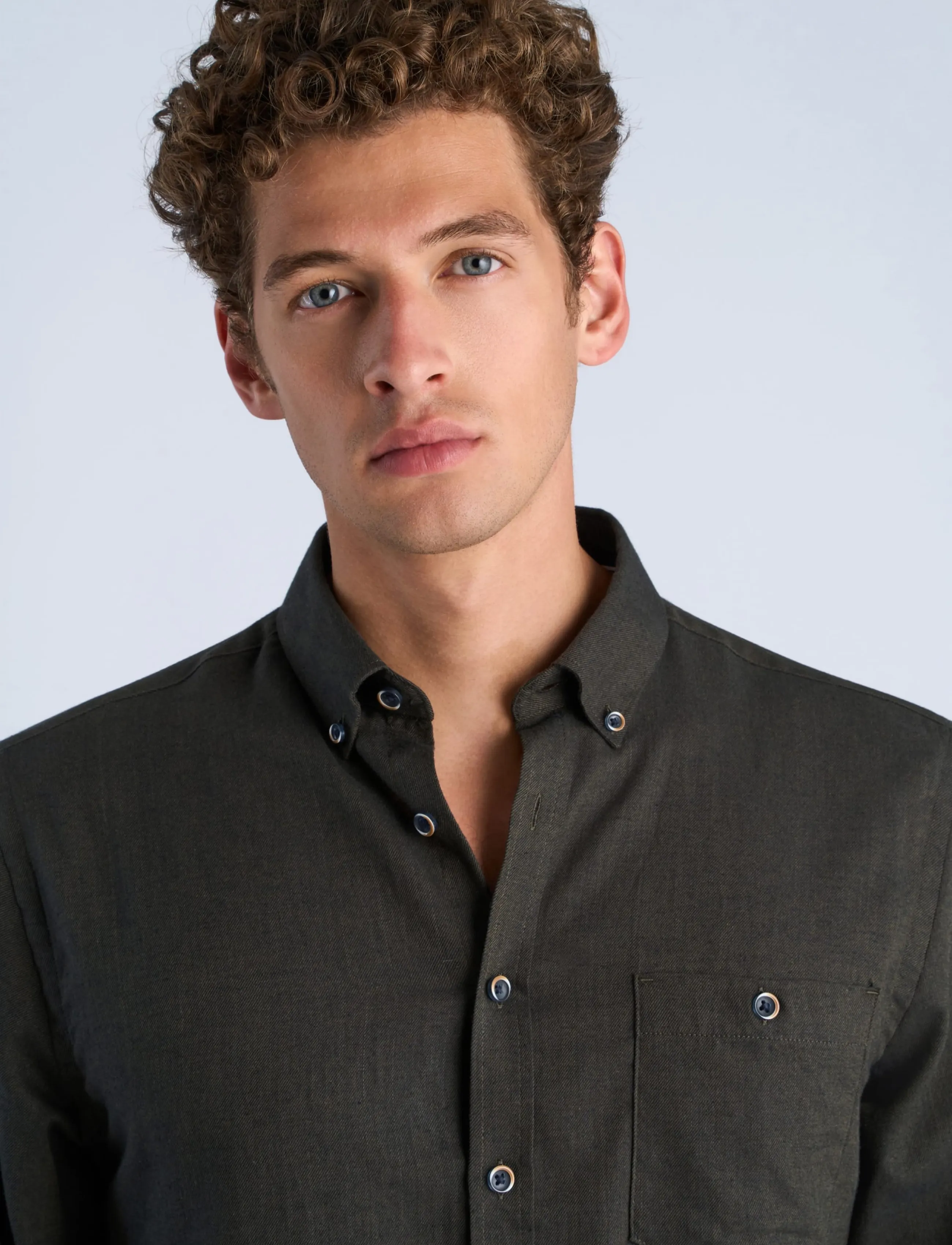 Lindbergh - Mélange brushed shirt L/S - Regular - mehed - deep brown mel - 5