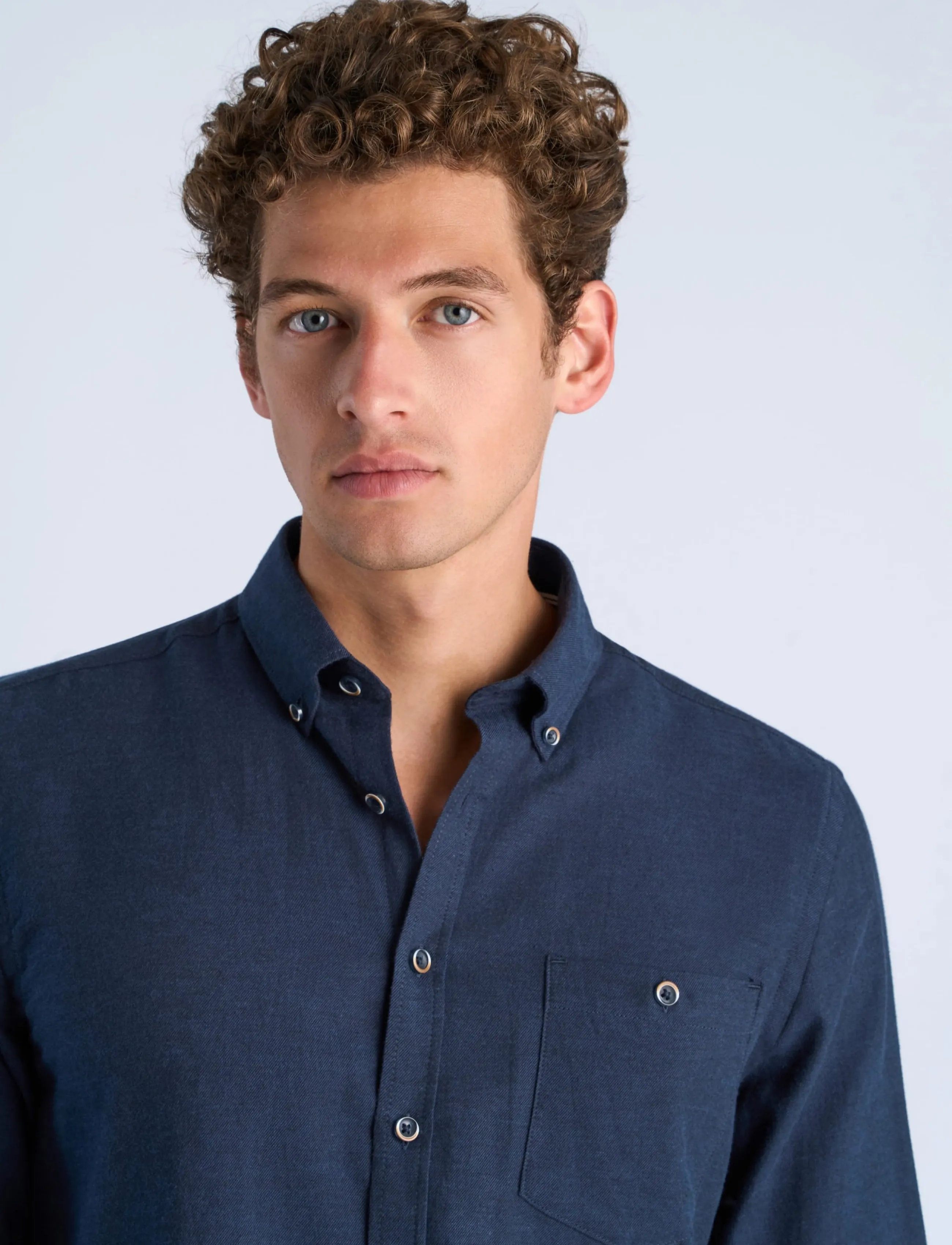Lindbergh - Mélange brushed shirt L/S - Regular fit - herren - dk navy mel - 5