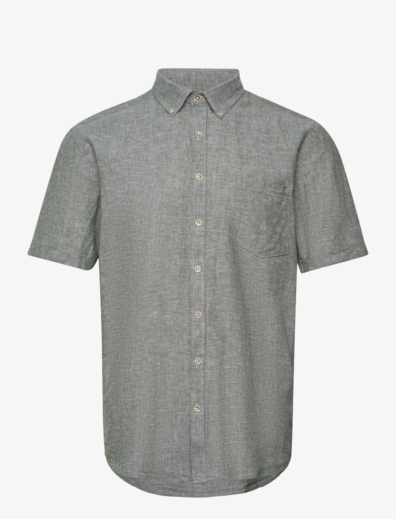 Lindbergh - Cotton/linen shirt S/S - hørskjorter - army - 0