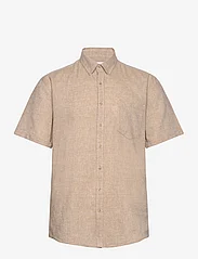 Lindbergh - Cotton/linen shirt S/S - linen shirts - mid sand - 0