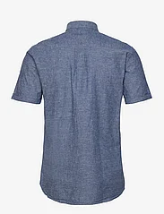Lindbergh - Cotton/linen shirt S/S - hørskjorter - navy - 1