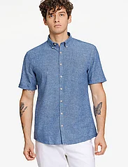 Lindbergh - Cotton/linen shirt S/S - linen shirts - navy - 2
