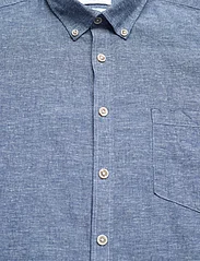 Lindbergh - Cotton/linen shirt S/S - linen shirts - navy - 6