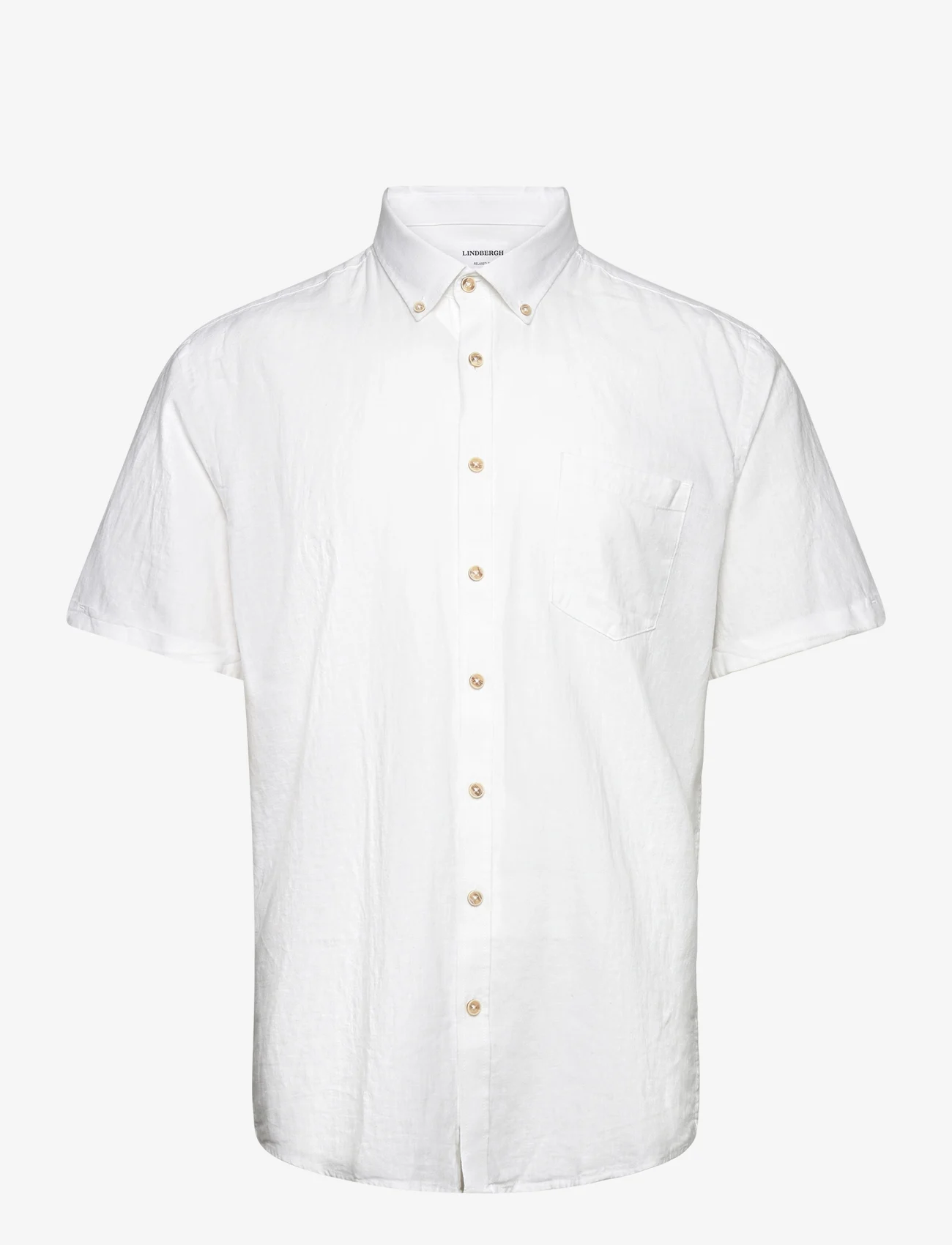 Lindbergh - Cotton/linen shirt S/S - linen shirts - white - 0