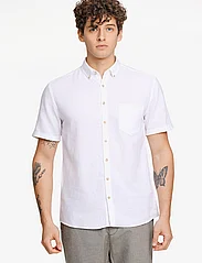 Lindbergh - Cotton/linen shirt S/S - pellavakauluspaidat - white - 2
