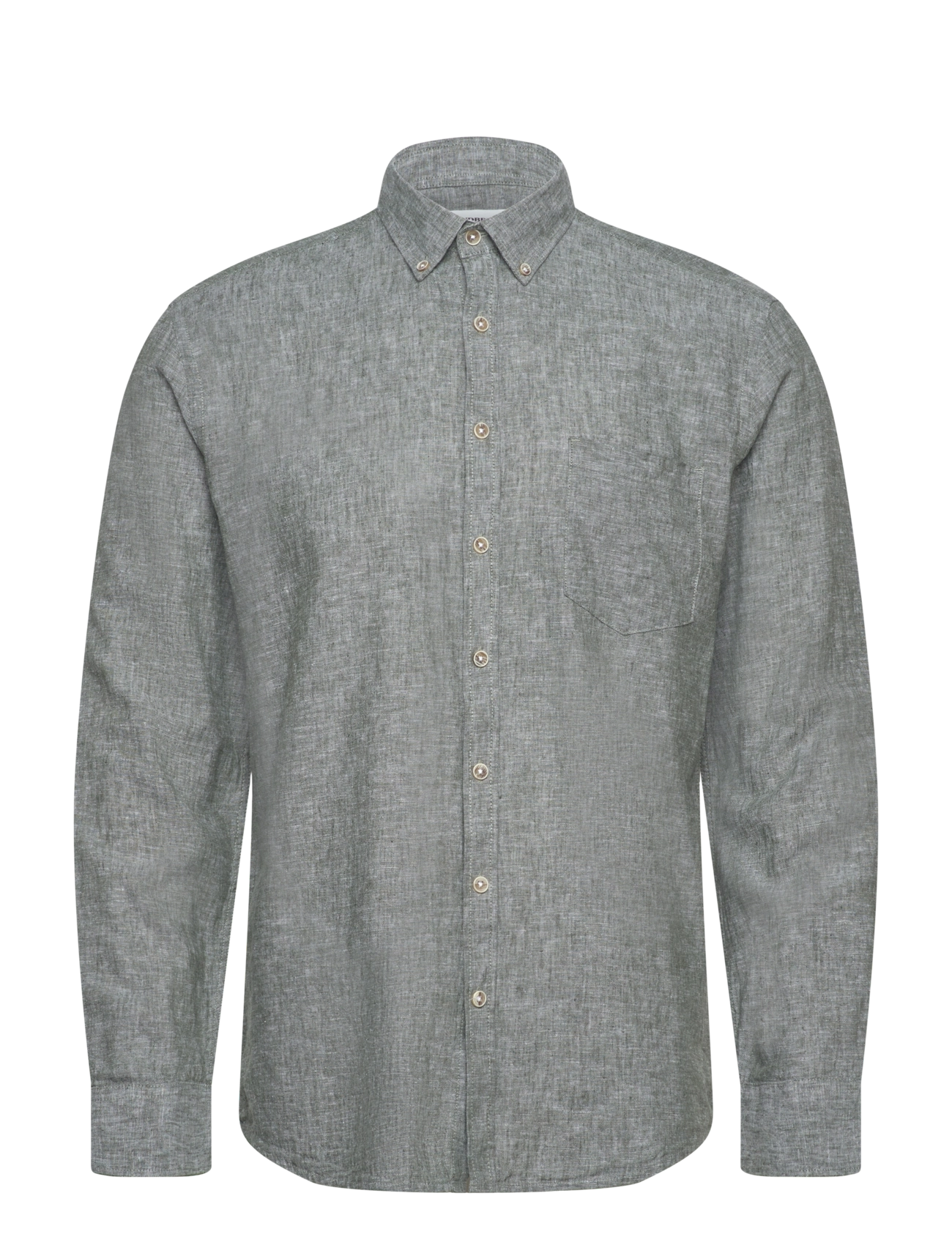 Lindbergh Cotton/Linen Shirt L/S, S, Shirts, Grün - Linen Männerswear