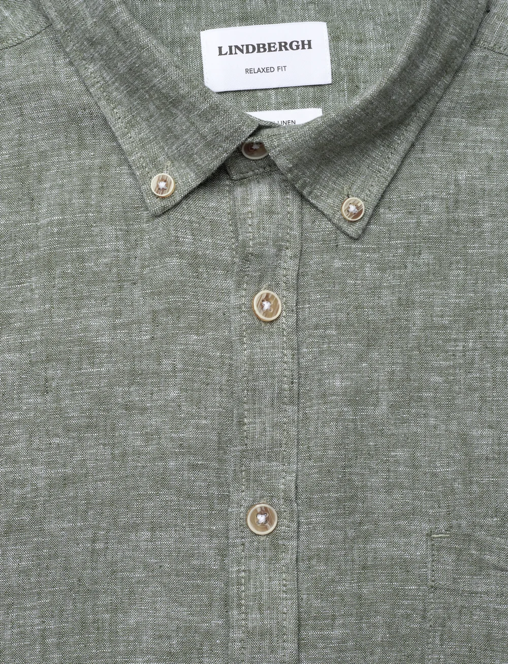 Lindbergh - Cotton/linen shirt L/S - linased särgid - army - 2