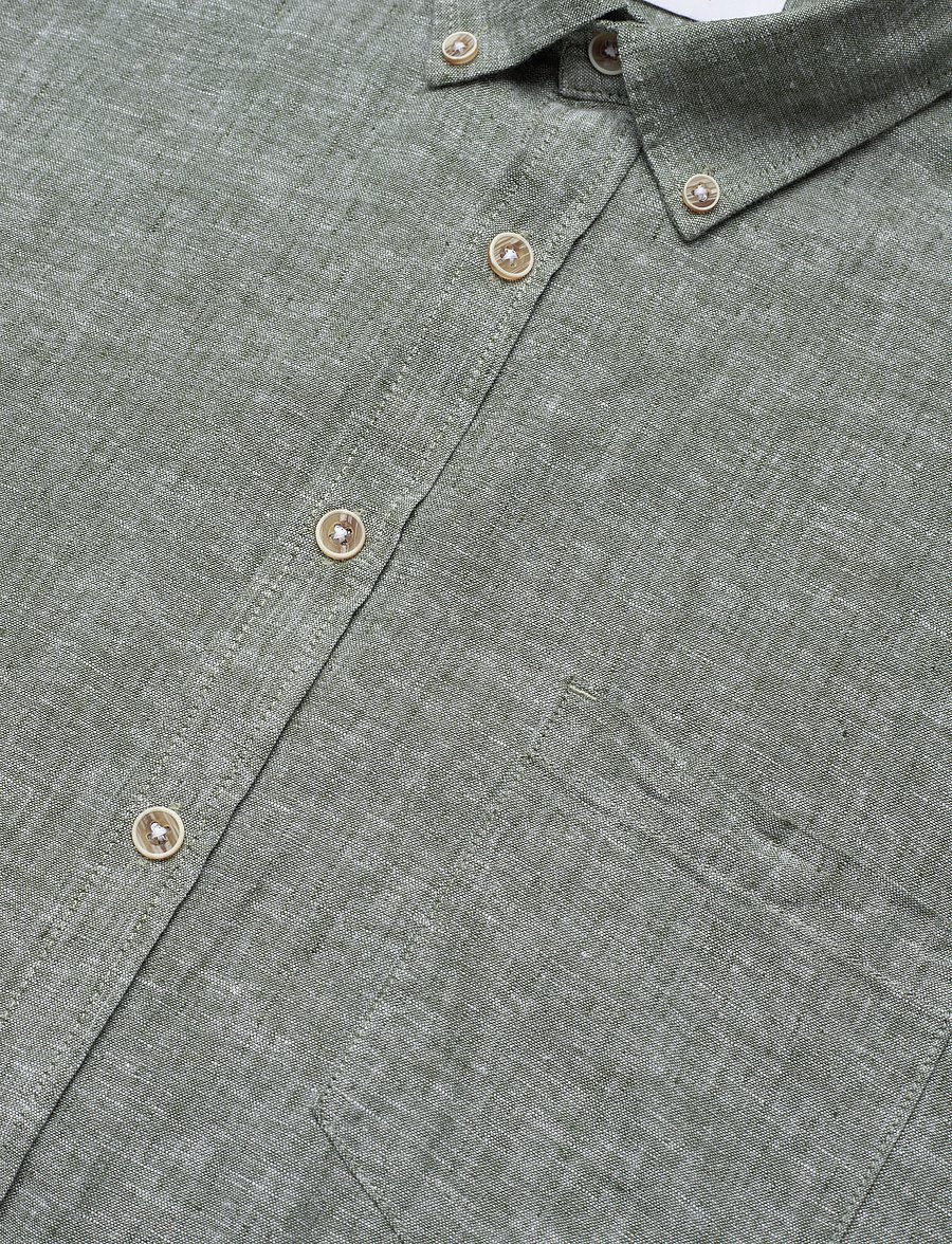 Lindbergh - Cotton/linen shirt L/S - linnen overhemden - army - 3