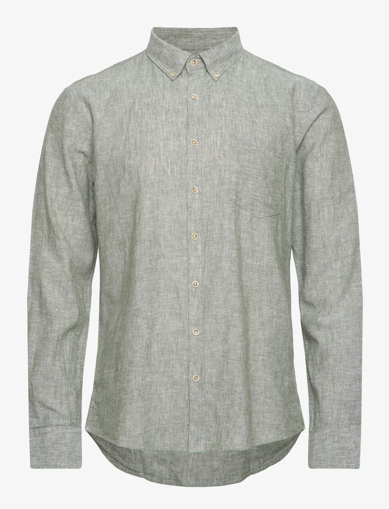 Lindbergh - Cotton/linen shirt L/S - linen shirts - army - 0