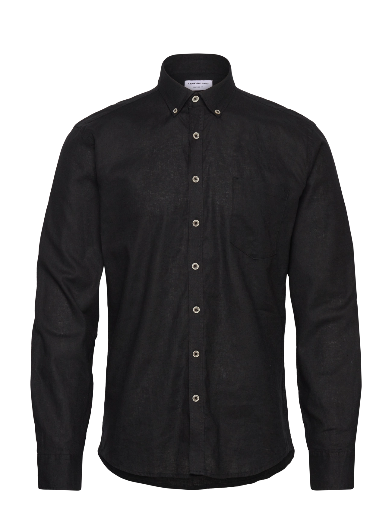 Lindbergh Cotton/Linen Shirt L/S, S, Shirts, Schwarz - Linen Männerswear