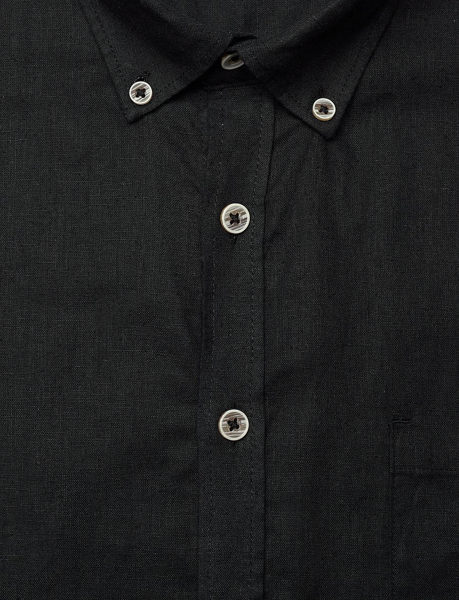 Lindbergh - Cotton/linen shirt L/S - linnen overhemden - black - 2
