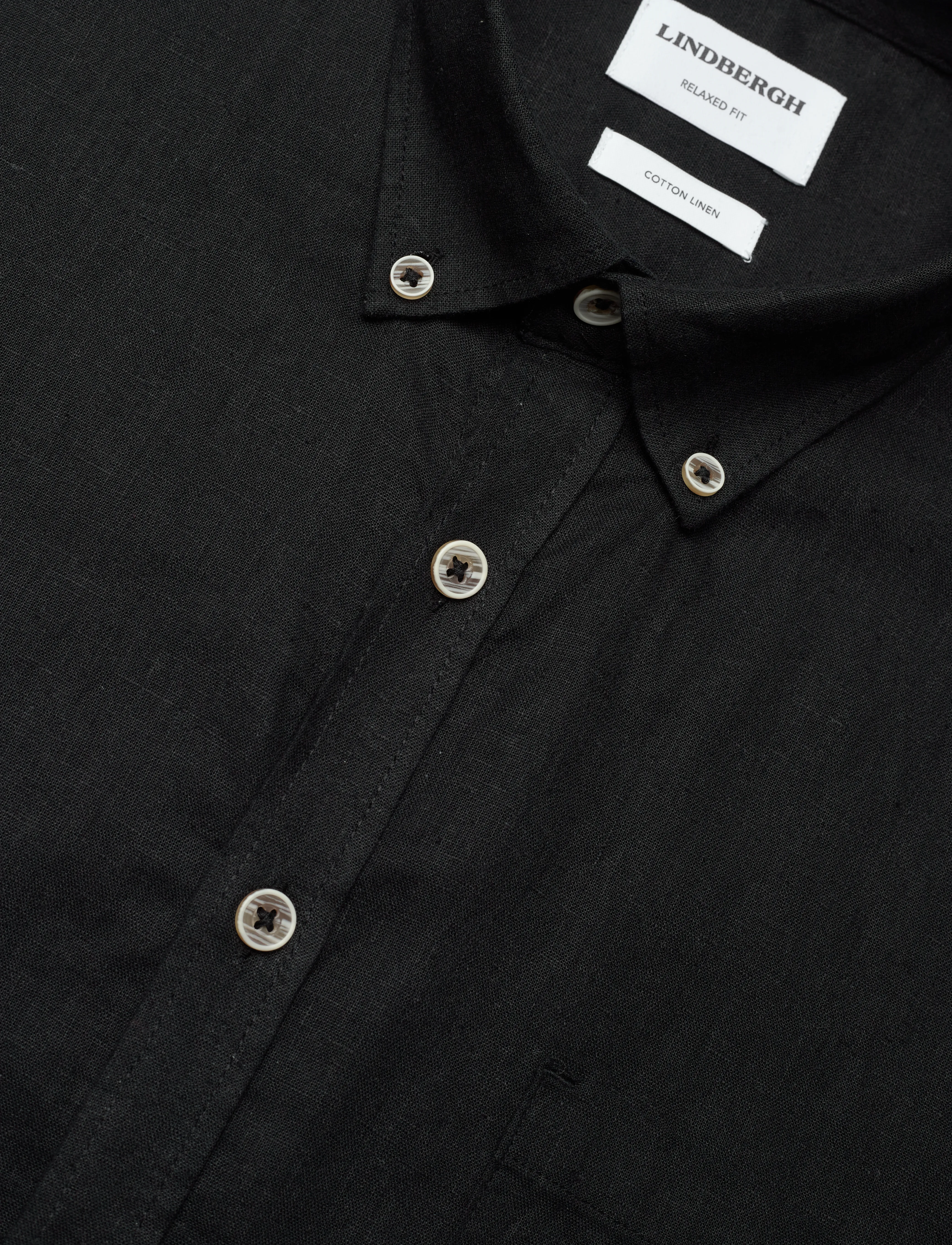 Lindbergh - Cotton/linen shirt L/S - linen shirts - black - 3