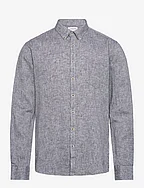 Cotton/linen shirt L/S - BLACK