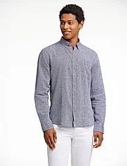 Lindbergh - Cotton/linen shirt L/S - linen shirts - black - 4