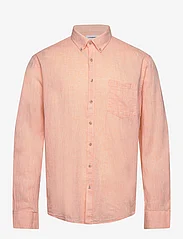 Lindbergh - Cotton/linen shirt L/S - hørskjorter - lt peach - 0